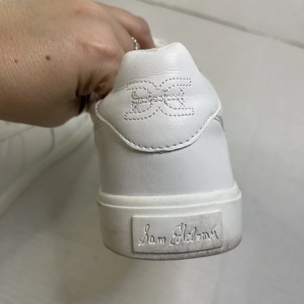 Sam Edelman Women's Edie Sneakers Shoes Low Top White Leather Lace Up Size 8.5